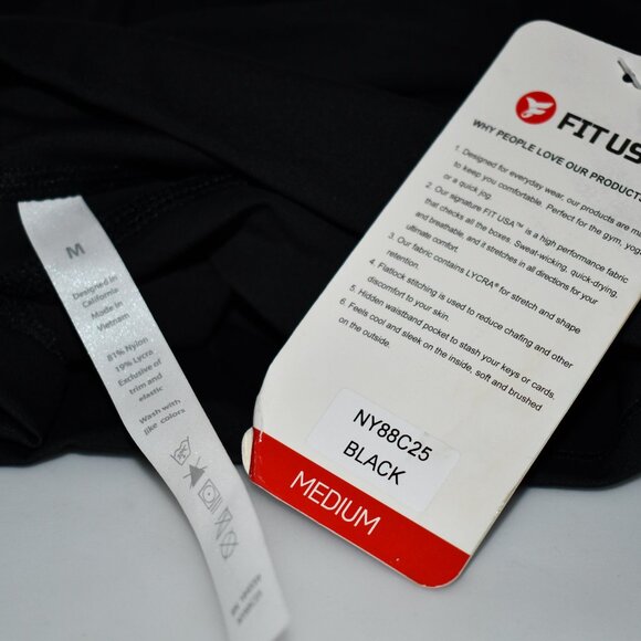 Fit USA Leggings 25” in Black Size: MEDIUM #NY88C25 NWT Details: Nylon/Lycra - Picture 5 of 5